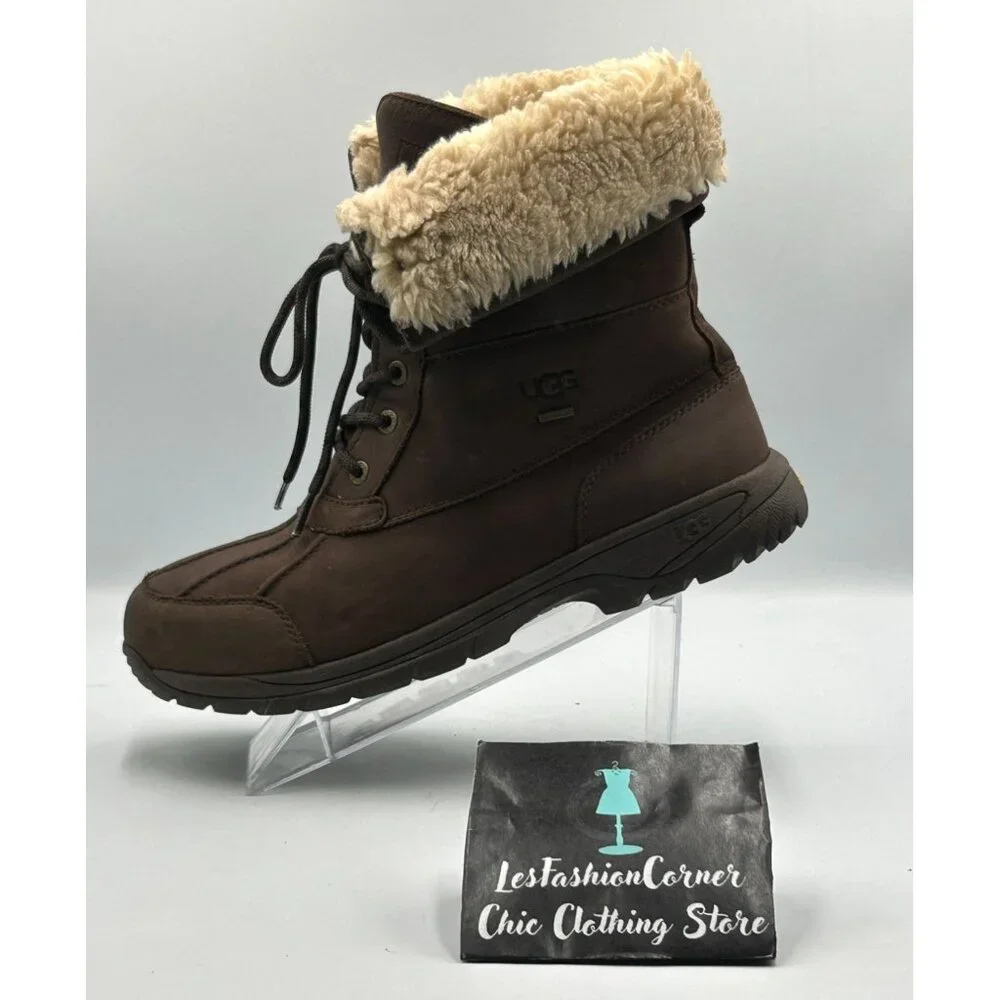 UGG Men's Brown Leather Adirondack lll Distressed Sheepskin Boots Size 10.5 3198 - Picture 13 of 16